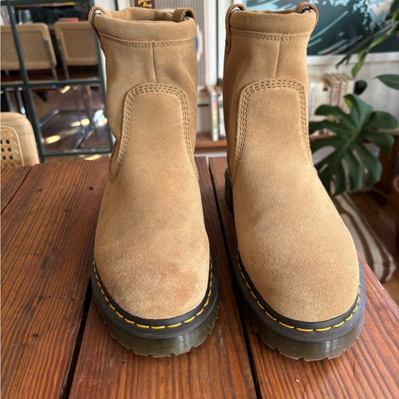 Tan Leather Boots with Yellow Stitching - Picture 2 of 9